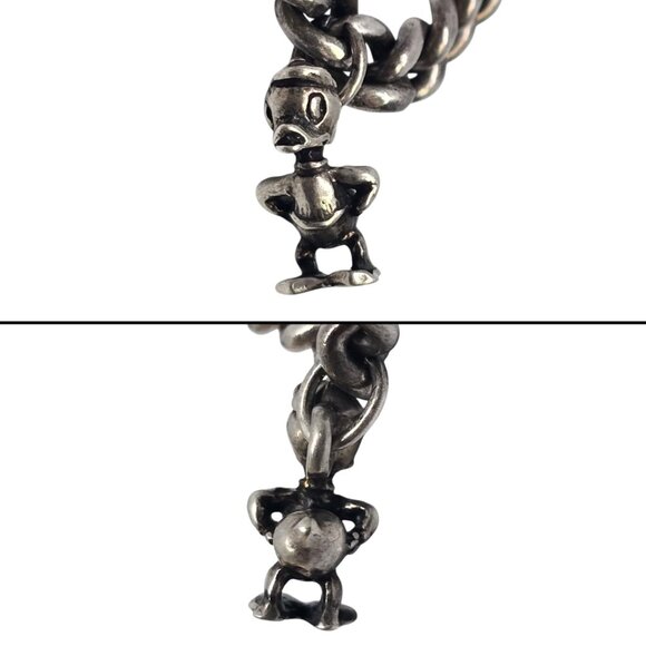 Silver Disney Charm Bracelet Jimney Cricket Skunk Donald Duck Figaro Cat #22550 - Picture 3 of 9